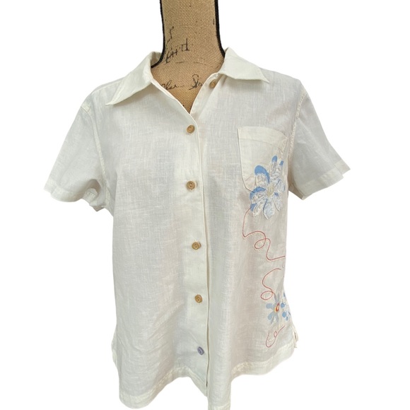 Life is Good Embroidered Linen Shirt - Picture 3 of 9